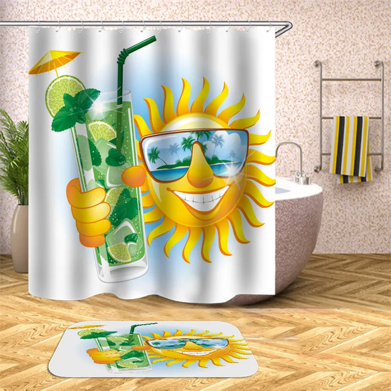 3d waterproof fabric polyester shower curtain sea mermaid landscape flower style bathroom decoration accessories bath screen