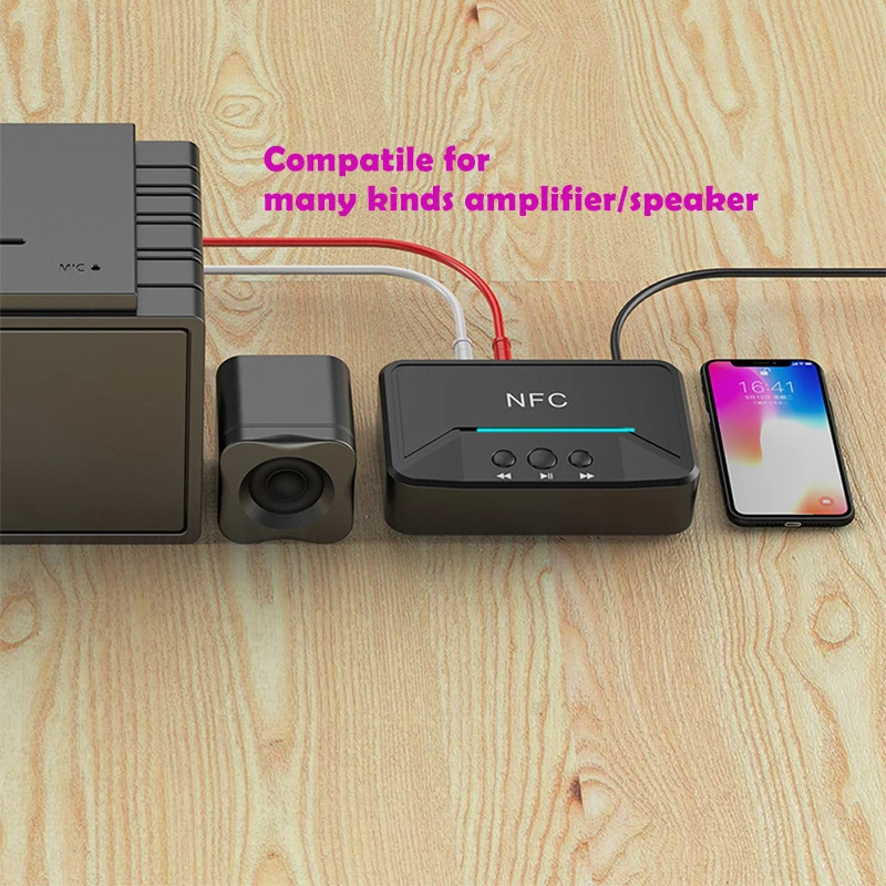 Bluetooth 5,0 приемник адаптер NFC Play 3,5 мм RCA аудио AUX Выход беспроводной Bluetooth стерео рецептор для усилителя динамика