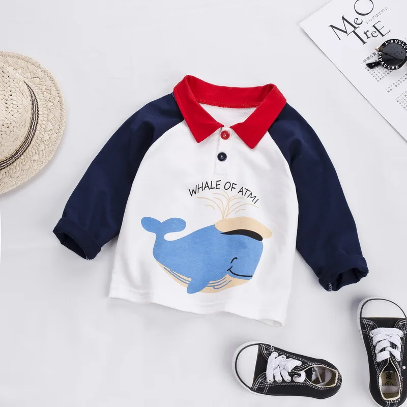 Модный пуловер для малышей; свитера для мальчиков с рисунком; Мягкий Топ для новорожденных; повседневные толстовки с капюшоном для От 6 месяцев до 4 лет; Праздничная верхняя одежда для малышей - Цвет: blue dolphin