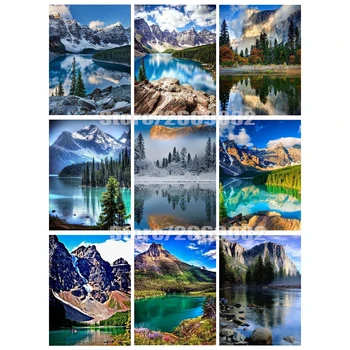 

5D Mountain Paint With Diamonds Full Square Cross Stitch Diamond Art Bead Picture Kits Landscape Home Decoration TT1388
