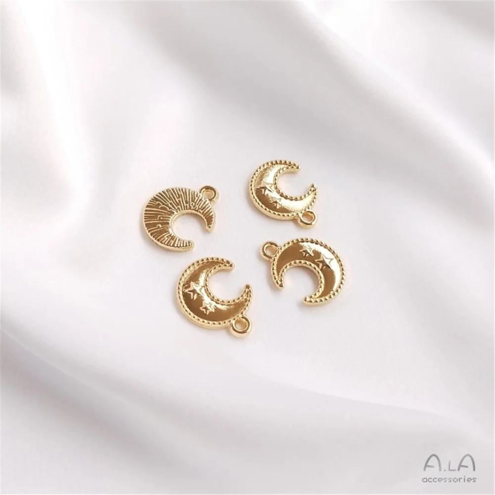 14K 금 도금 달 펜던트 액세서리, DIY 손 팔찌 헤드피스 귀걸이, 별과 달 펜던트 소재