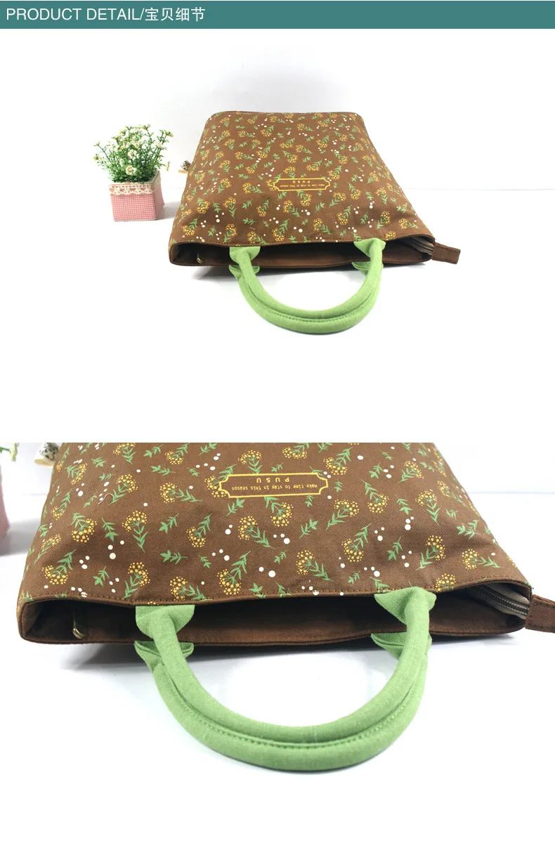 Manufacturers Direct Selling Hipster Canvas Handbag Women's Pinellia Printed Bento Box Bag Lunch Bag Customizable Wholesale