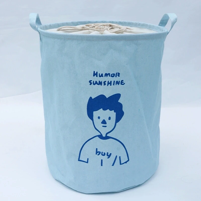 Cute Canvas Fabric Foldable Laundry Basket Toy Clothes Collapsible Cubes Storage Bin Waterproof Laundry Hamper - Цвет: ZA8104BA (1pc)