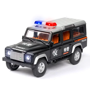 

1:32 Hot Sale Land Rovers Defender Police Car Alloy Car Model Diecasts Toy Vehicles Sound And Light For kids Toys Hotwheels Car