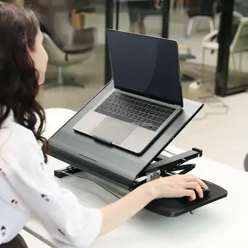 

Stand-up computer desk can be raised and lowered standing office stand with notebook stand folding table