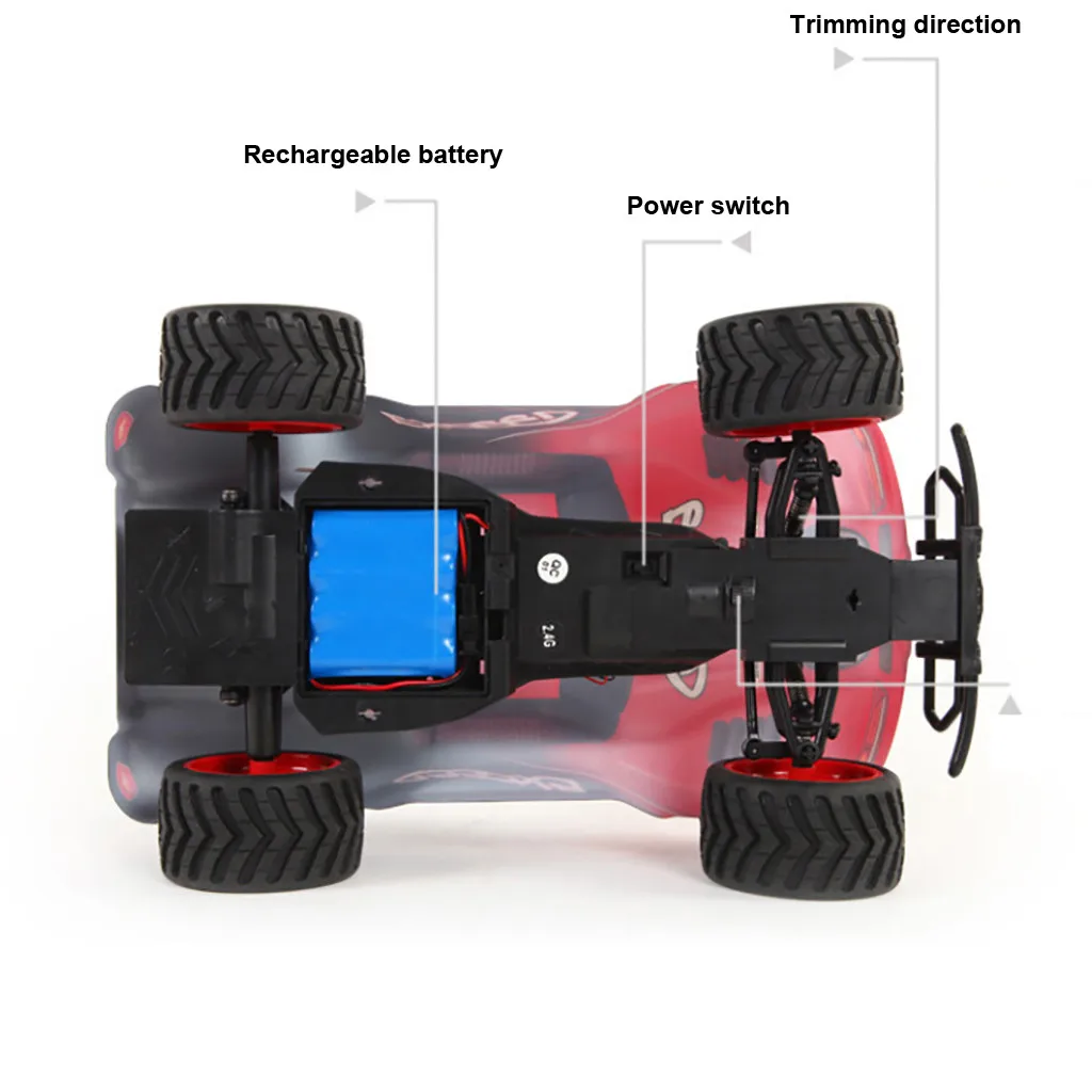 4WD RC M-onster грузовик внедорожник 2,4G дистанционное управление Buggy Crawler автомобиль красный