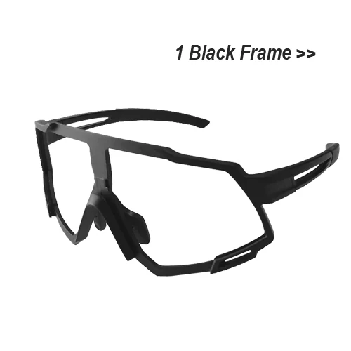 NEWBOLER Polarized Cycling Glasses Bike Outdoor Sports Bicycle Sunglasses For Men Women Goggles Eyewear 5 Lens Myopia Frame - Color: 1 black frame