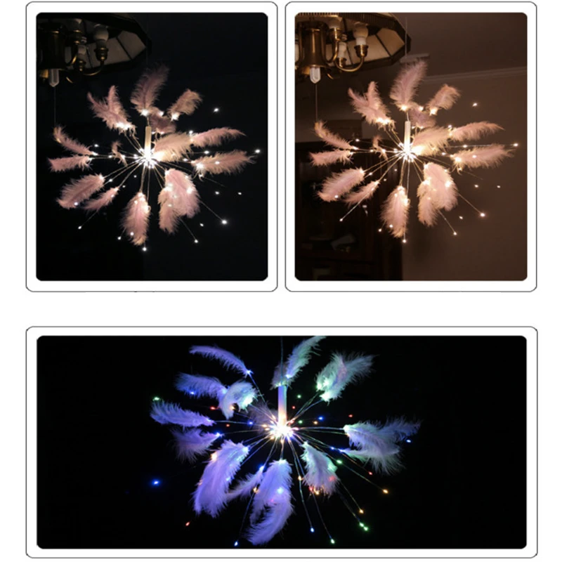 wallpapers Fairy Lights Aesthetic Room Ideas Led Lights feather usb light decor led fireworks lights remote twinkle fairy lights blooming home room decor backgrond curtain aesthetic
