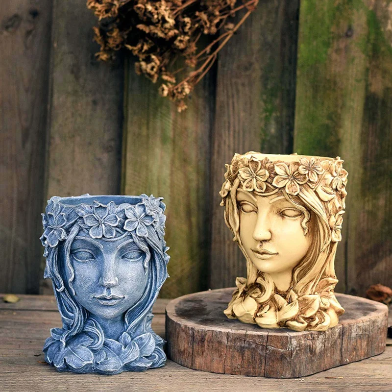 

Retro Goddess Resin Vase Creative Statue Goddess Girl Home Decor Resin Flower Pots for Succulent Planter Plant Plate Holder