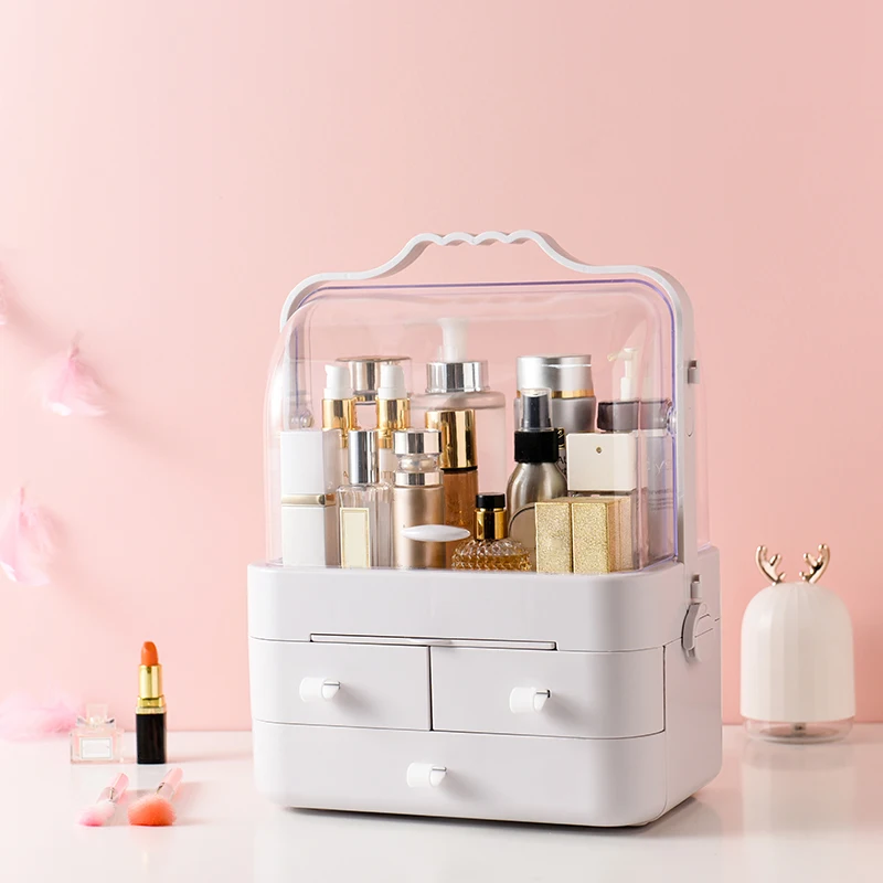  Cosmetics Storage Box Waterproof Dustproof Makeup Organizers with Drawer Storage Cosmetics Wash Toi