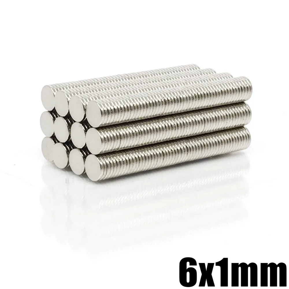 6mm X 1mm Strong Cylinder Rare Earth Magnet 6X1 Neodymium Bulk Sheet N35 Mini Small Round Magnets Disc 6*1mm 50/100/200/500Pcs neodymium magnets round magnets