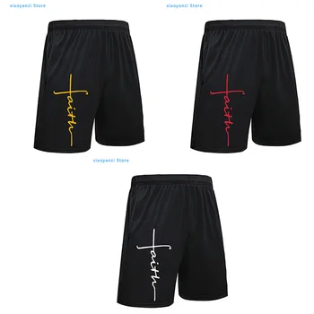 

New Men Shorts Cross faith letter print Men's Shorts Summer male Boy Skate Beach Shorts Jogger sporting trousers Jesus Christian