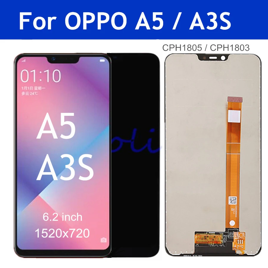 ЖК-дисплей 6 2 дюйма для OPPO A3S CPH1803 a3s Сенсорная панель дигитайзер Датчик в сборе A5