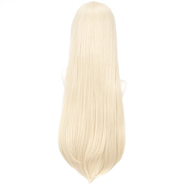 Anime Cosplay Kakegurui Runa Yomozuki Wigs Long Straight Wig Natural Gold with Neat Bang Heat Resistant Synthetic Wigs for Girls 5
