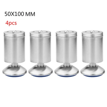 

4Pcs/set Height Adjustable Furniture Legs Feet Silver Stainless Steel Table Bed Sofa Level Feet Cabinet Legs