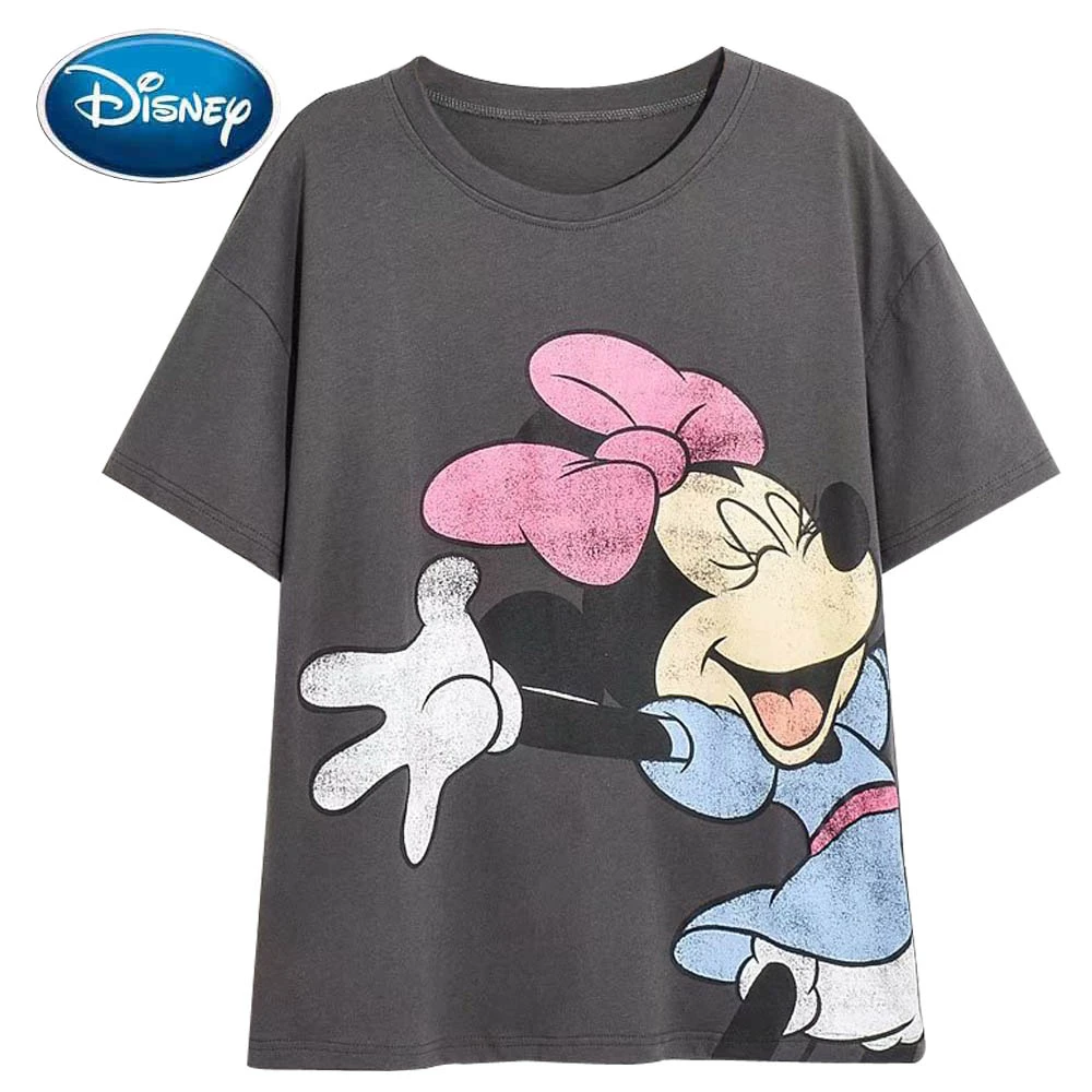 Disney T Shirt Chic Fashion Minnie Mouse Bow Cartoon Print Sweet Women T Shirt O Neck Short Sleeve Cute Harajuku Cotton Tee Tops T Shirts Aliexpress