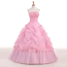 Розовый Красный Белый аппликация Милое Свадебное платье принцессы без бретелек размера плюс свадебные платья ретро Лотос свадебное платье