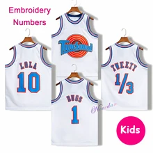 New 2021 Space Jam Jersey Kids Tune Squad LOLA BUGS TWEETY Bunny Basketball Shirt Sports Top Cosplay Costume Embroidery Numbers