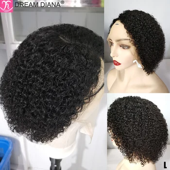 

DreamDiana Remy Hair Brazillian Bob Curly Lace Wig Side Part Lace Front Wig Natural Color 150 Density 100% Human Hair Lace Wig L