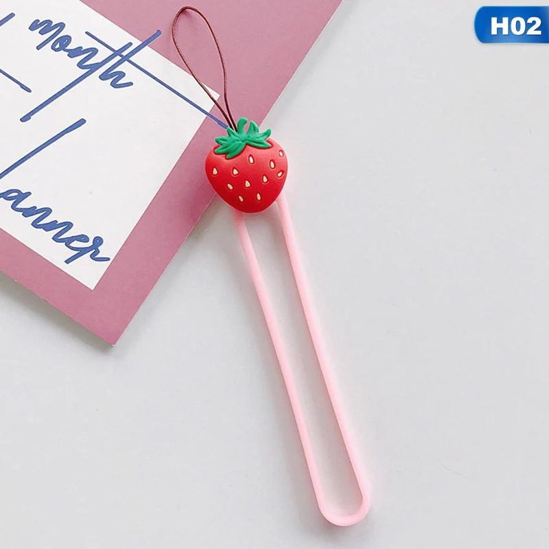 3D мультфильм авокадо клубника анти-потеря кольцо ремешок Мобильный телефон оболочка мобильный телефон веревка шеи милый веревочный слинг - Цвет: H02