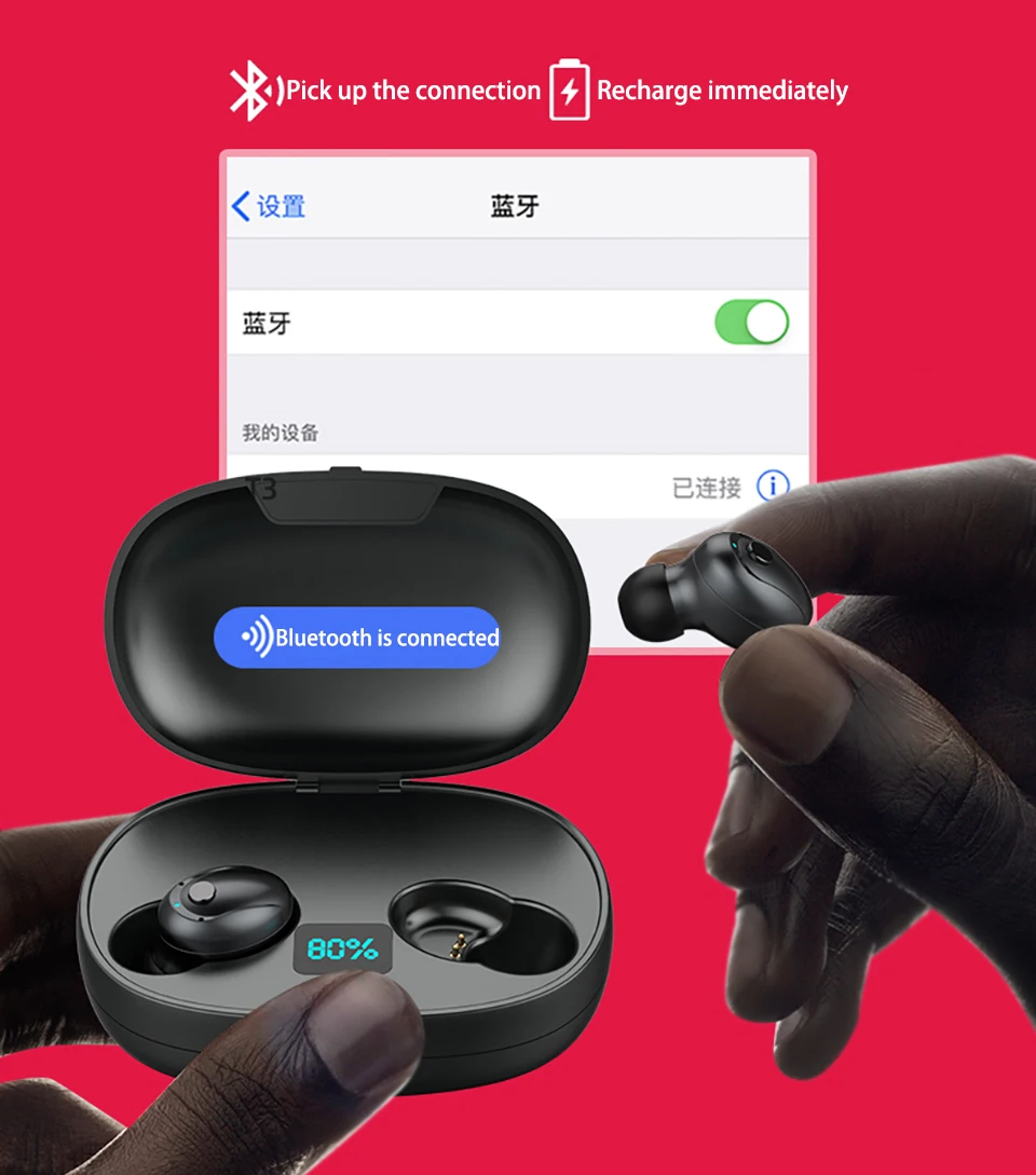 TWS Bluetooth 5,0 наушники светодиодный дисплей стерео Спортивная гарнитура беспроводная шумоподавление водонепроницаемые наушники с зарядной кабиной