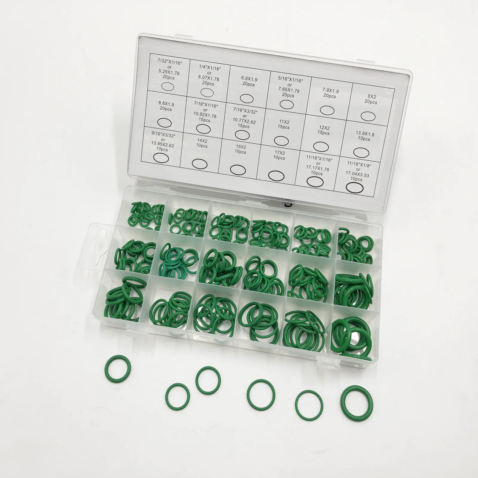 270Pcs 18Sizes AC A/C System O-Ring Gasket Seals Washer Rapid Seal Repair Kit Rubber O-Ring Kit Auto Car Air conditoner