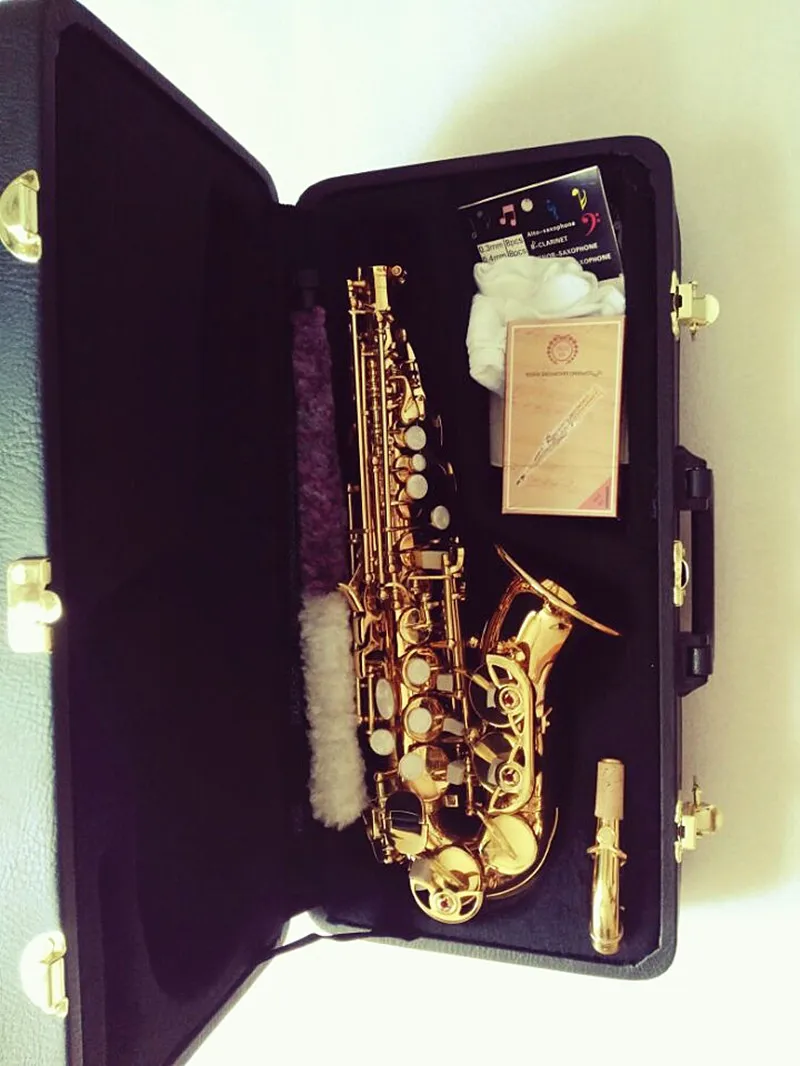 Абсолютно высококачественный изогнутый саксофон сопрано латунные Sax накладки для мундштука накладки Reeds изгиб шеи подлинный подарок и жесткая коробка