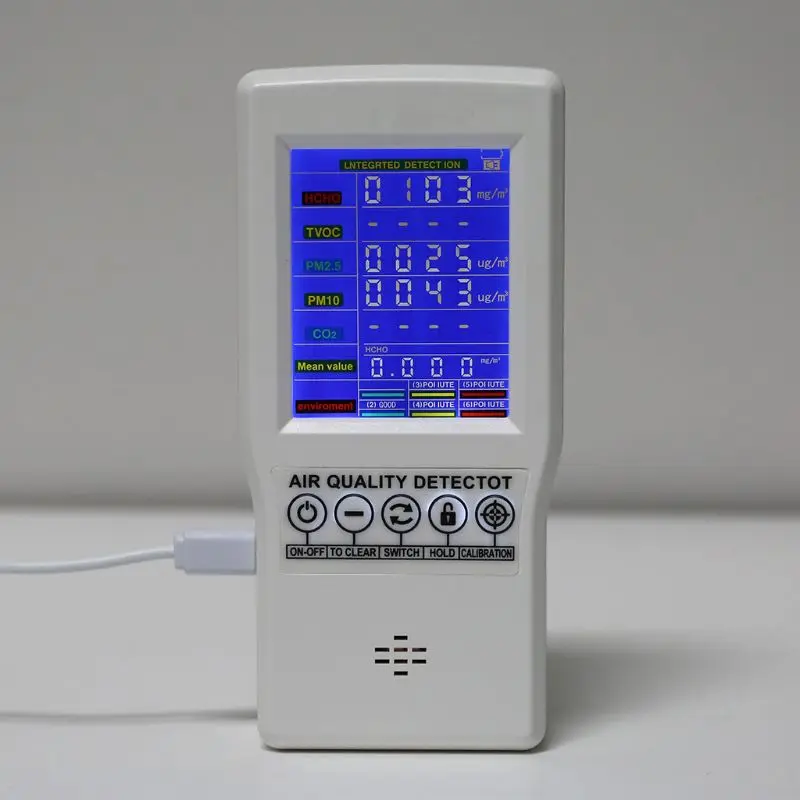 1 компл. Цифровой детектор формальдегида HCHO/TVOC/CO2/PM2.5/PM10 газовый монитор качества воздуха