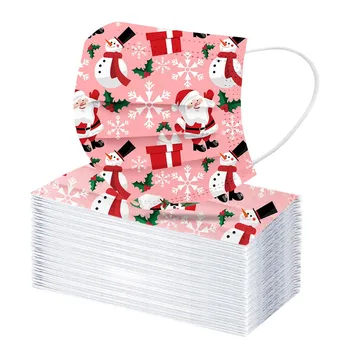 

Christmas Printed Mask Disposable Non Woven 3 Layer Ply Filter Mouth Face Mask Breathable Elastic Mask Earloops Mascarillas