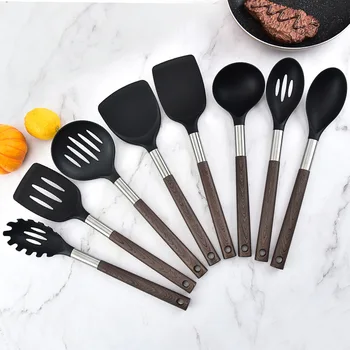 

Nylon Kitchenware 8 Set Imitated Wood Handle Non-stick Pot Nylon Ladel Kitchen Cooking Utensils Nylon Kitchenware