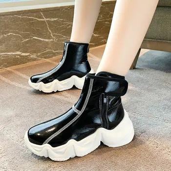 

Ankle Boots Solid Color Platform Sport Boots Fashion Round Toe Women Shoes Winter Short Plush Keep Warm Women Boots Ladies Shoes