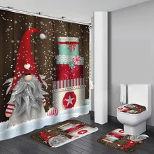 Merry Christmas, водонепроницаемая занавеска для ванной, Рождественский Санта Клаус, коврик для ванной, крышка для унитаза, полиэстер/фланелевая занавеска для душа