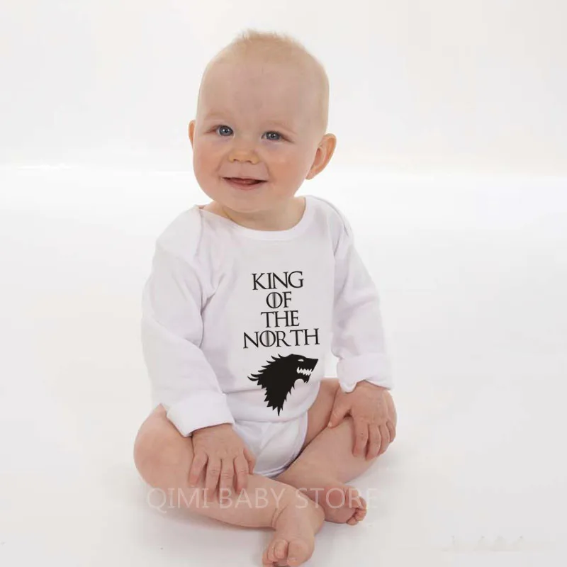 King Of The North/хлопковая одежда для малышей; осенний Детский комбинезон с длинными рукавами; боди для новорожденных мальчиков; комбинезон для детей от 0 до 18 месяцев
