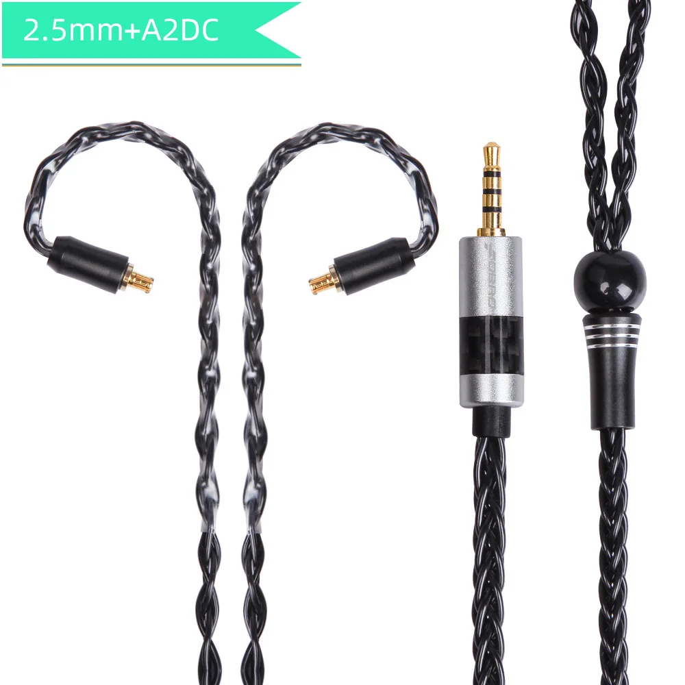 A2DC 2.5 Black FDBRO MMCX Серебристые наушники кабель 8 Core с серебряным покрытием обновления кабель углеродного волокна 2Pin 2,5/3,5/4,4 сбалансированный кабель для SE846 SE535 - Цвет: A2DC 2.5 Black