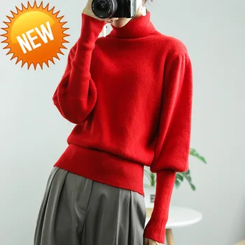

Sweater Turtleneck Winter Women Casual Solid Warm Loose Long Sleeve Elegant Female Pullover Sweater 11970725