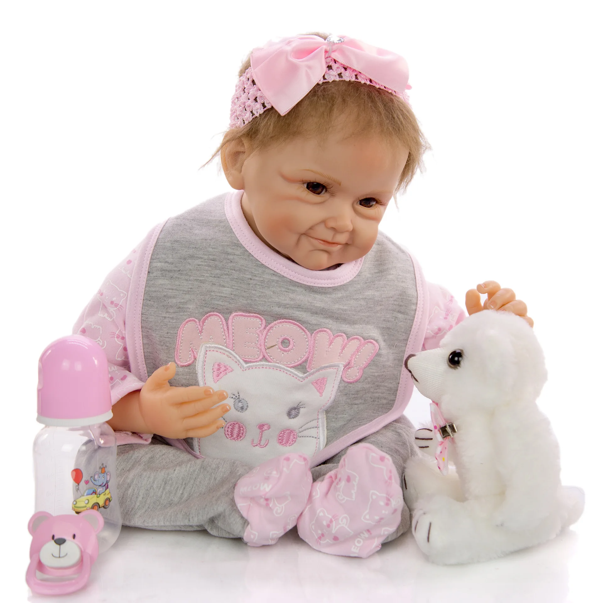 Bebes Кукла реборн 22 ''3/4 силиконовые виниловые куклы Супер реалистичный смайлик девочка для детский праздничный подарок Быстрая хлопок тело