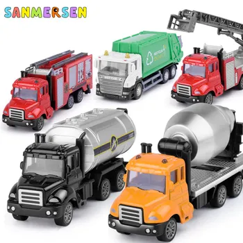 

1:64 Mini Car Toys Vehicle Alloy Engineering Vehicle Fire Truck Police Kids Toys Pull Back Car Model Toy for Boys Children
