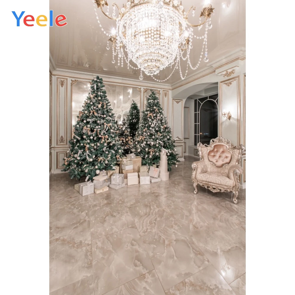 

Yeele Christmas Tree Gifts Chandelier Sofa Home Decor Photography Backgrounds Customized Photographic Backdrops for Photo Studio