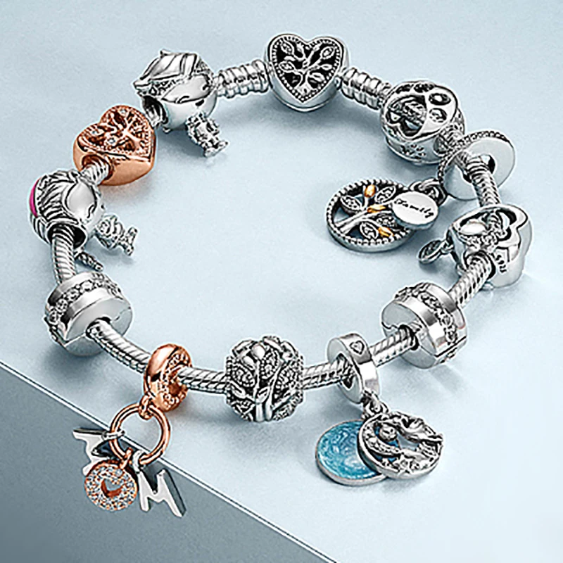 

925 sterling silver the most popular flower season boys and girls growth mother's day tree of life pan bracelets for women