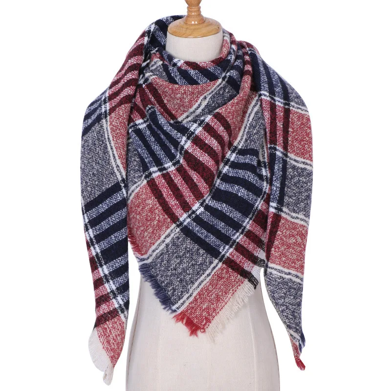 2019 new designer brand women cashmere scarf triangle winter scarves lady shawls and wraps knit blanket neck striped foulard (10)