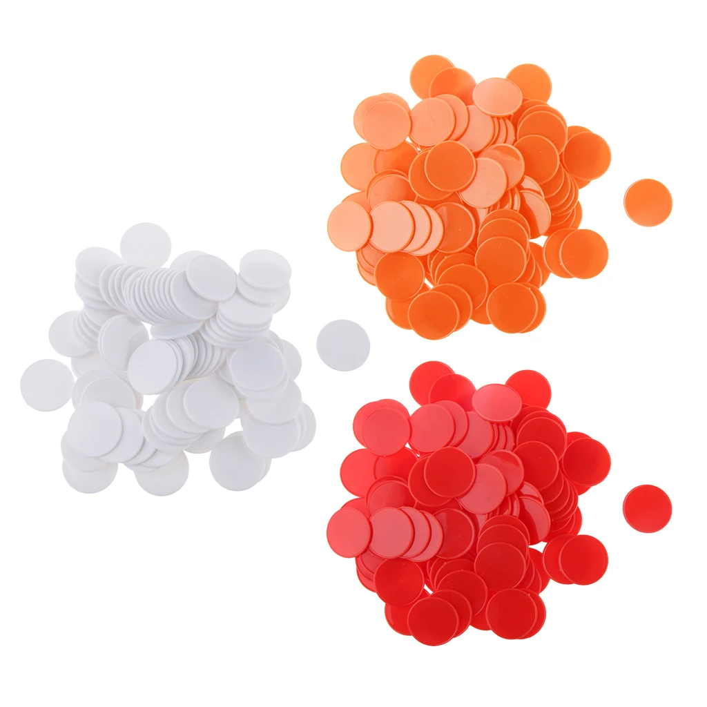 300x Orange&White&Red Bingo Chips Counterd Tokens for Party Board Game Toys