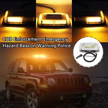

Car Truck Amber Yellow 6-COB LED 18W Law Emergency Hazard Warning LED Mini Bar Strobe Light 7 Modes with Magnetic Base