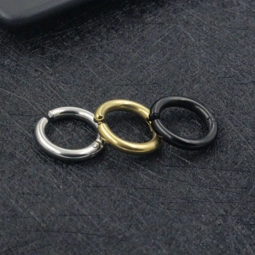 Ear Clip Earrings 2 Pcs/1 Pair Stainless Steel Non Piercing Round Ear Circle for Women Man Punk Simple Jewelry
