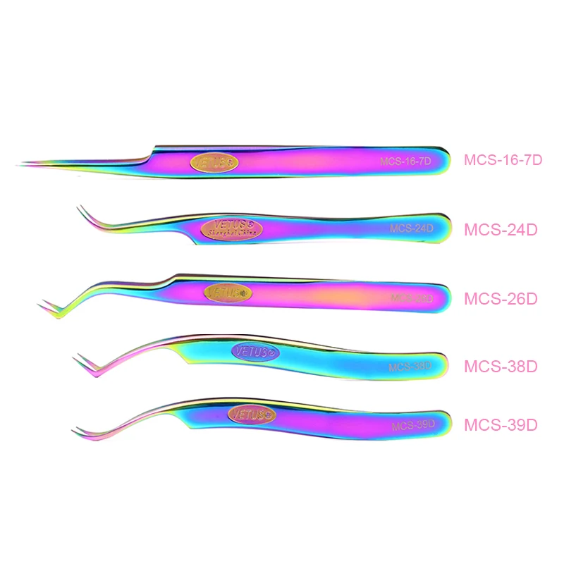 100% Vetus Original MCS Series New Style Premium Eyelashes Tweezers Ultra Fine Tip Improve for 3D 6D Lashes Extensions
