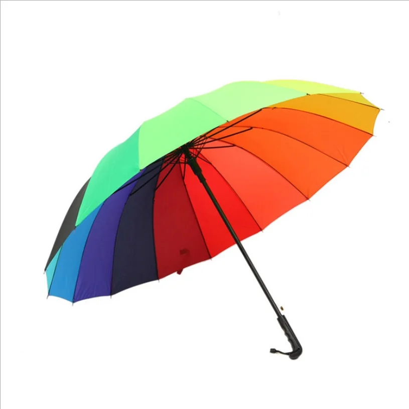 Rainy Man Lady 16ribs 100cm Streth Long-Handle Colourful Automatic Rainbow Umbrella | Дом и сад