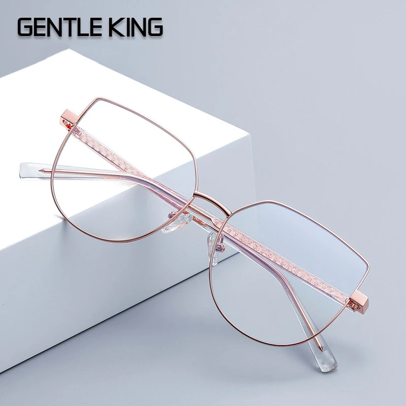 

GENTLE KING Frame Men & Women Computer Games Polygon Goggles Eyeglasses Optical Frame Metal Anti Blue Light Blocking Glasses