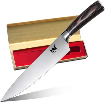 

7cr17 Stainless Steel Chef Knife 8 Inch Kitchen Slicing Knife with Color Wood Handle Razor Sharp Blade for Meat Fish Vegetables