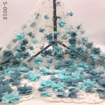 

3D Soft Lace Fabric 2020 High Quality Mesh Embroidery Applique 3D Flower Tulle Nigerian Lace Fabrics For Bridal