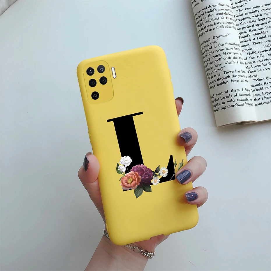 cases for oppo phones For Oppo Reno 5 Lite Case Letters Monogram ABC Flower Soft Silicone Back Cover For Oppo Reno5 Z Reno 5 F Z Lite 5F 5Z 5Lite Case oppo phone back cover Cases For OPPO