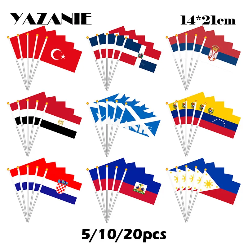 YAZANIE 14*21 см 5/10/20 шт. Турция антифриз Бразилия египетская шотландка Испания флаг маленькая рука|Флаги баннеры